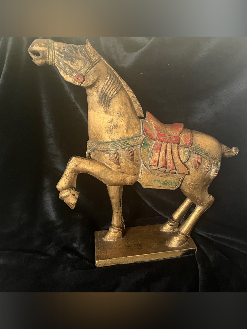 Chinese Gold Painted  Horse replica of the War Horse from the Ting Dynasty